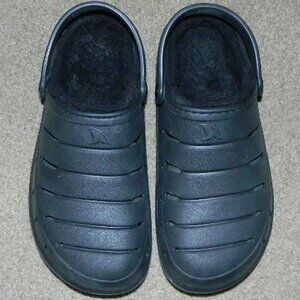 Mens RUGGED SHARK Black Clogs Size 8 Faux-Fur Lined